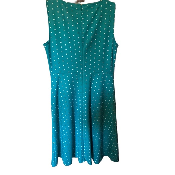TALBOTS Women’s Edie Turquoise Blue/White Polka Dot Fit & Flare Knit Dress Sz. S - Picture 8 of 9
